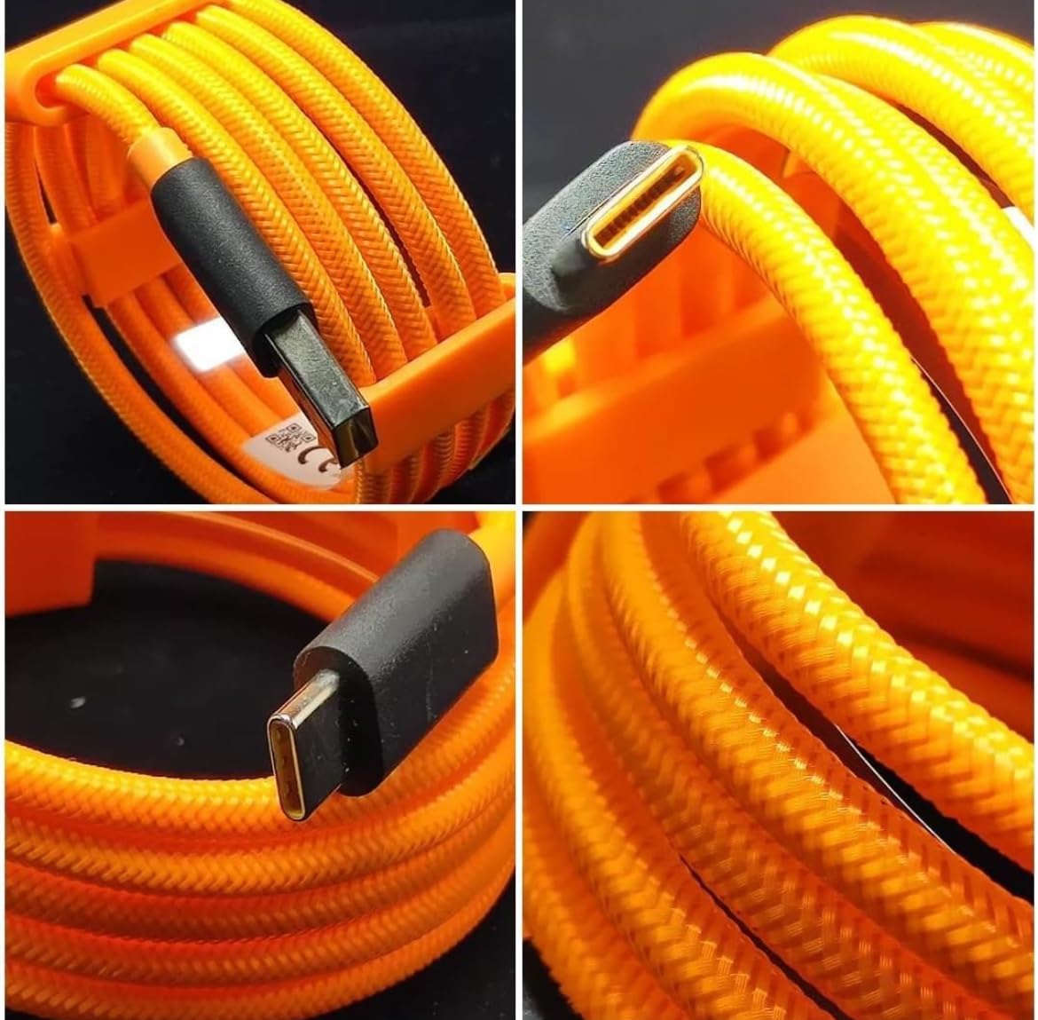 THE BLACK TECH Orange 30 Watt USB Type C Warp Charging Cable Compatible for oneplus 7t pro/oneplus 7 pro mclaren Edition Charging Cable/Compatible with 7t pro,8,8t, 8t pro(Only Cable)