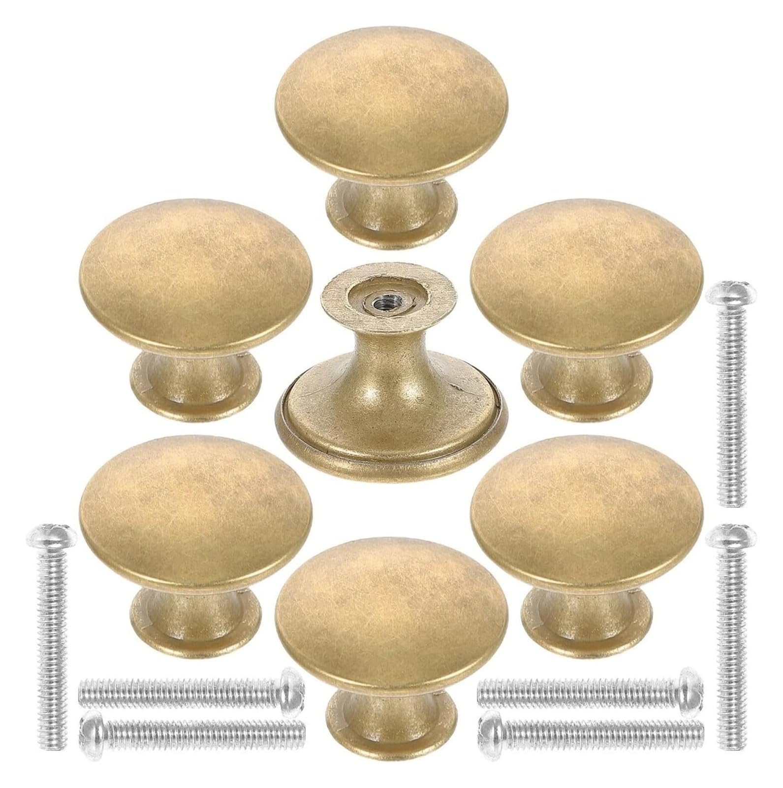 Gkirqvpe One Color Cabinet Knobs, Round Cabinet Knobs Drawer Handles Pack Of 7 Golden Brass 3 Cm For Kitchen Wardrobe