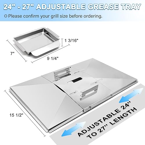 Miniatura 2 de Adviace Grill Drip Pans Replacement, 24" - 27" Adjustable Grease Tray witn Catch Pan for Dyna Glo, BHG Grill, Nexgrill, Backyard Grill, Kenmore,