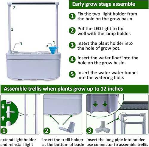 Miniatura 9 de Kit de sistema de cultivo hidropónico con enrejado, sistema de jardinería hidropónica inteligente con luz LED de crecimiento, kit de cultivo de