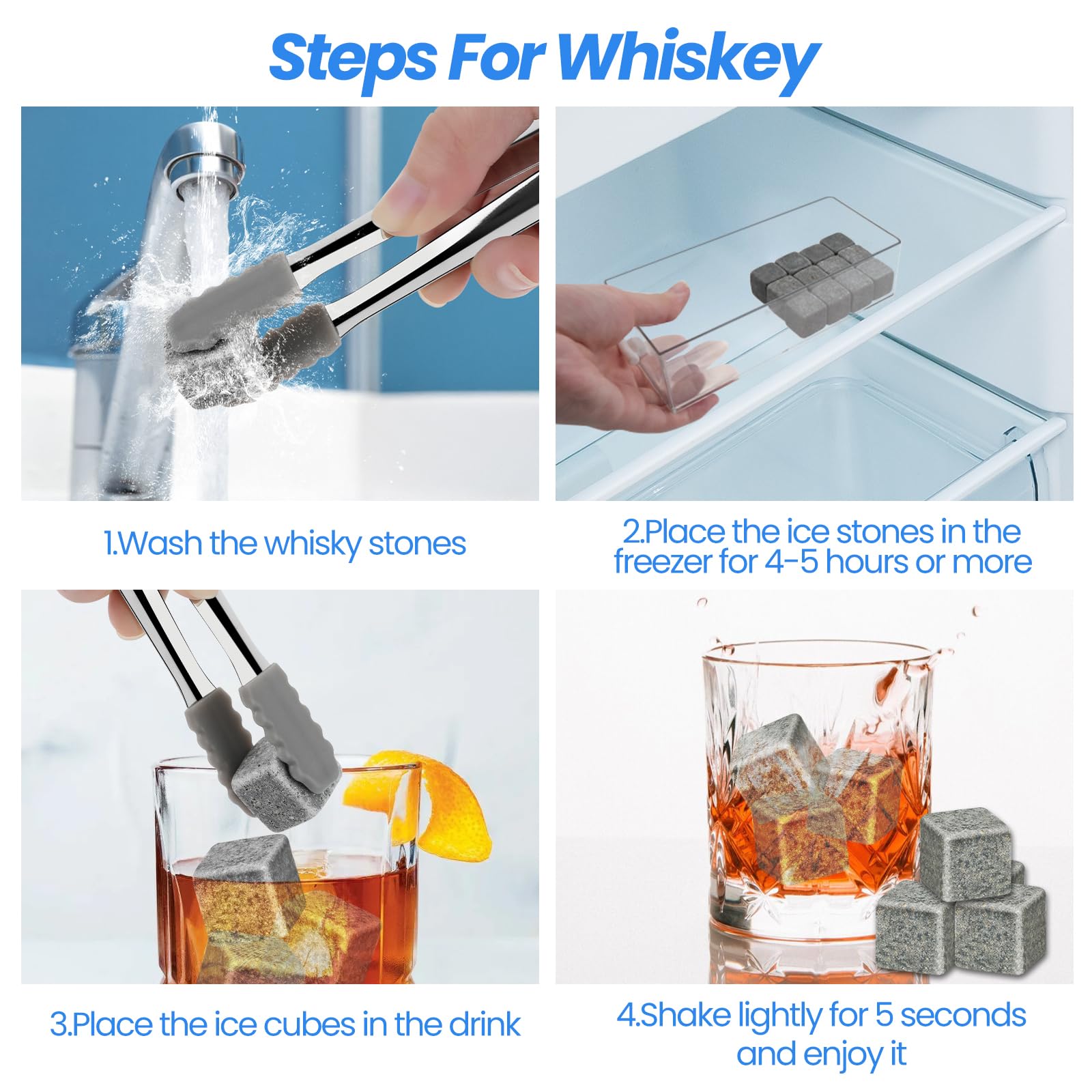 18 piedras de whisky de granito reutilizables, juego de piedras de whisky con bolsa de tela y clip de hielo, piedras de enfriamiento, regalos para hombres, maridos, Navidad, cumpleaños, día del