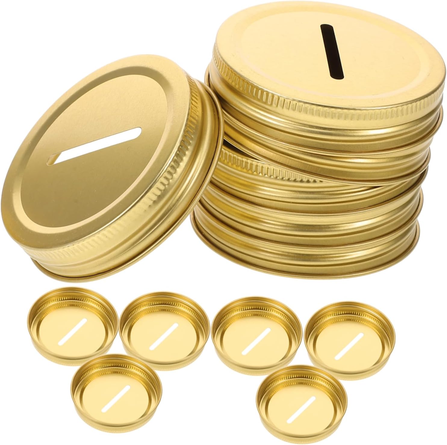 COLLBATH12pcs Bank Lid Metal Coin Bank Slot Cover Money Saving Jar Lid Regular Mouth Mason Jar Lids Coin Bank Slot Lid Convenient Canning Lids Coin Slot Caps Bank Slot Lid