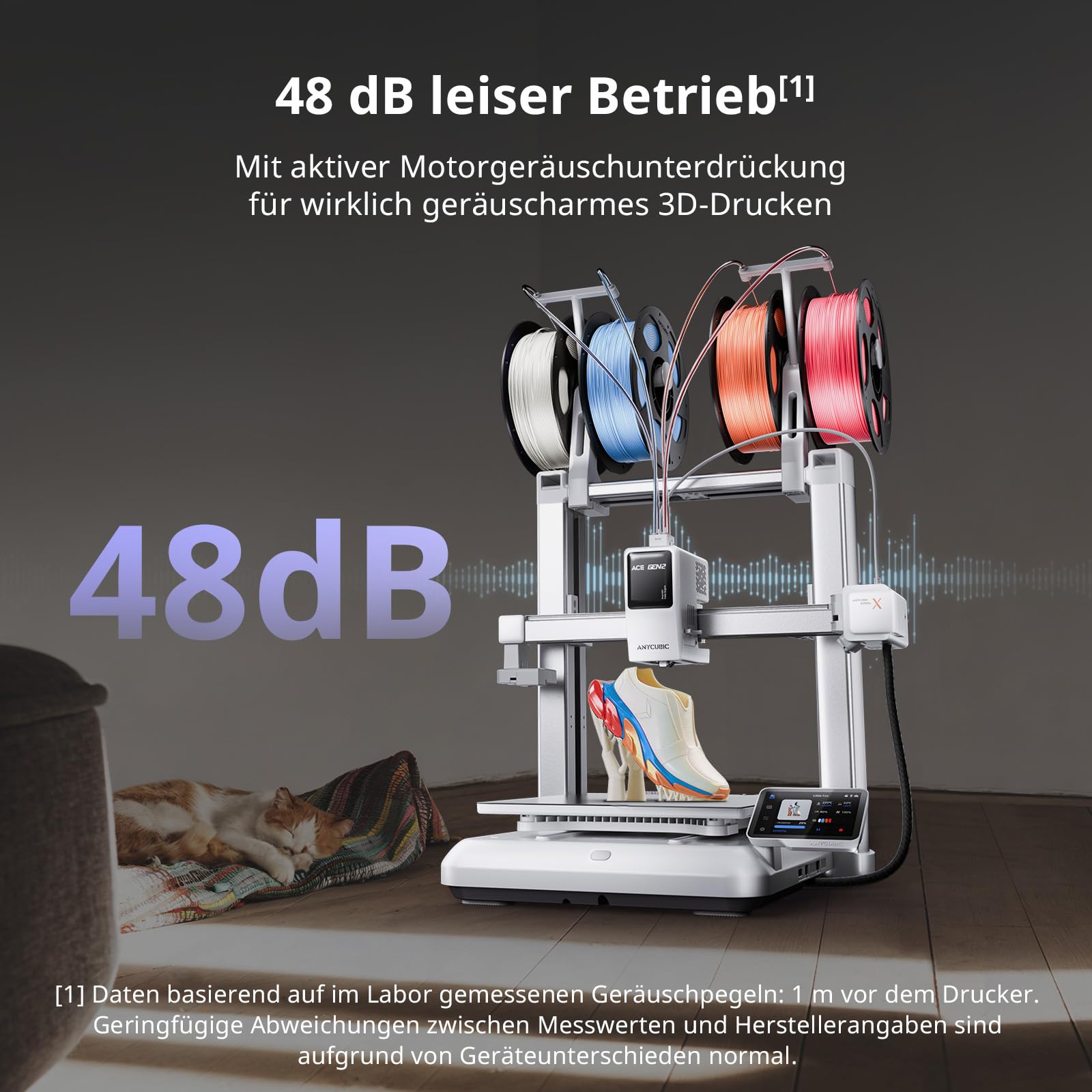Anycubic Kobra X 3D Drucker, 600 mm/s Schnelles Drucken, Adaptive Extrusionskraft Druck von weichem und hartem Filament, Intelligentes Drucken per Fernzugriff, 4 Farbdruck für Anfänger