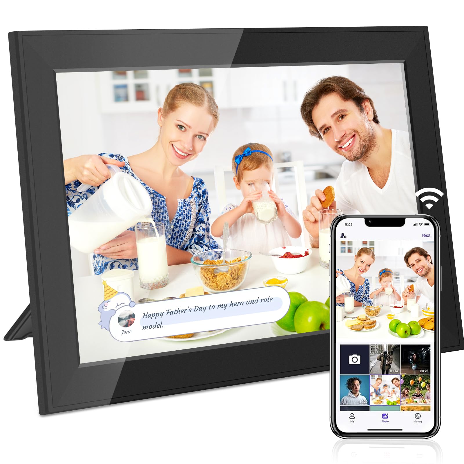 HE Baixu elx 10.1 Inch WiFi Digital Picture Frame, Smart Electronic Clound Digital Photo Frame with 1280 * 800 HD Touch Screen, Instantly Share Photos