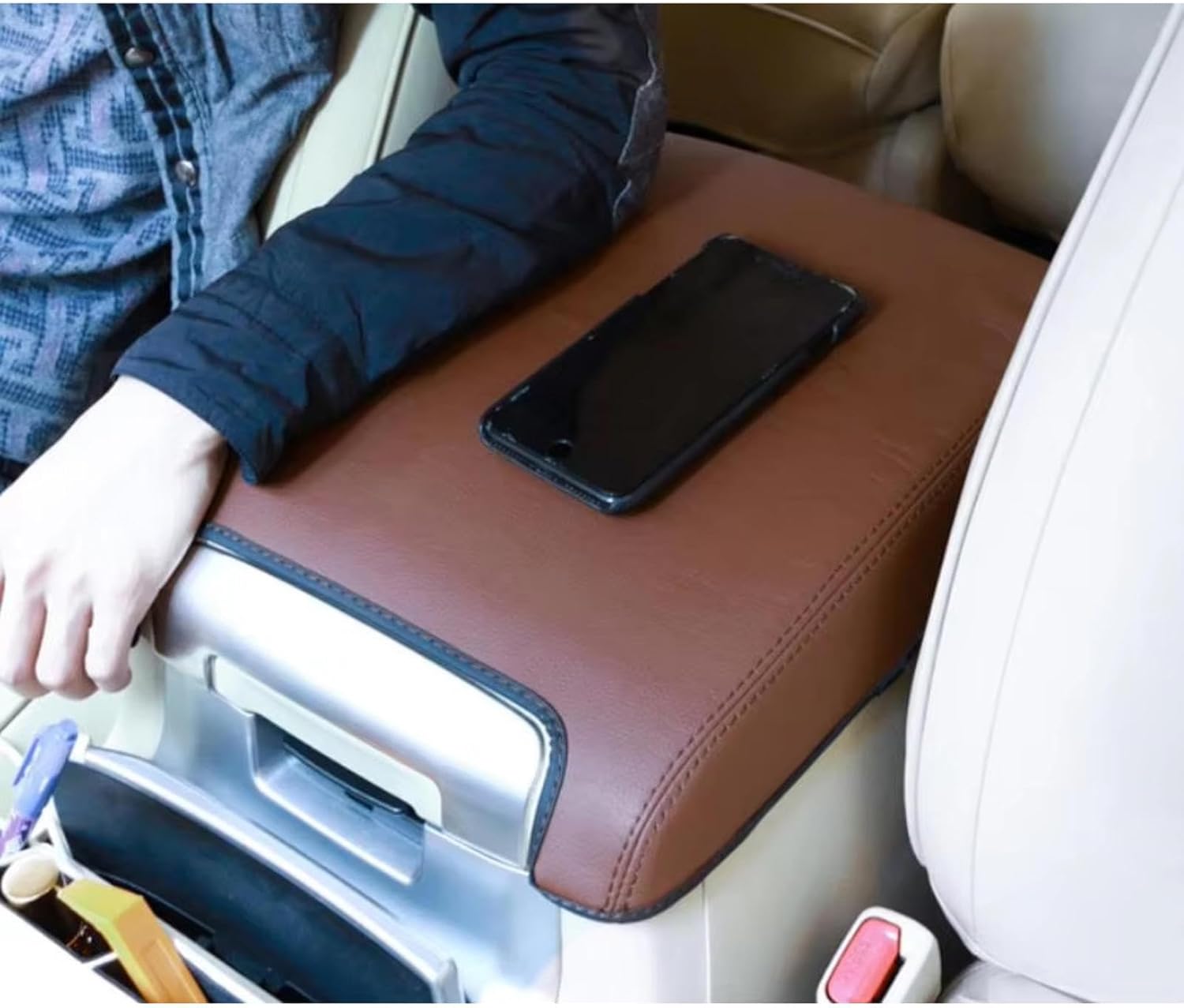 TOMSE Fit for Toyota Land Cruiser 200 LC200 2008-2019, Car Center Console Cover, Non-Slip Car Armrest Cover, Multifunction Console Cover