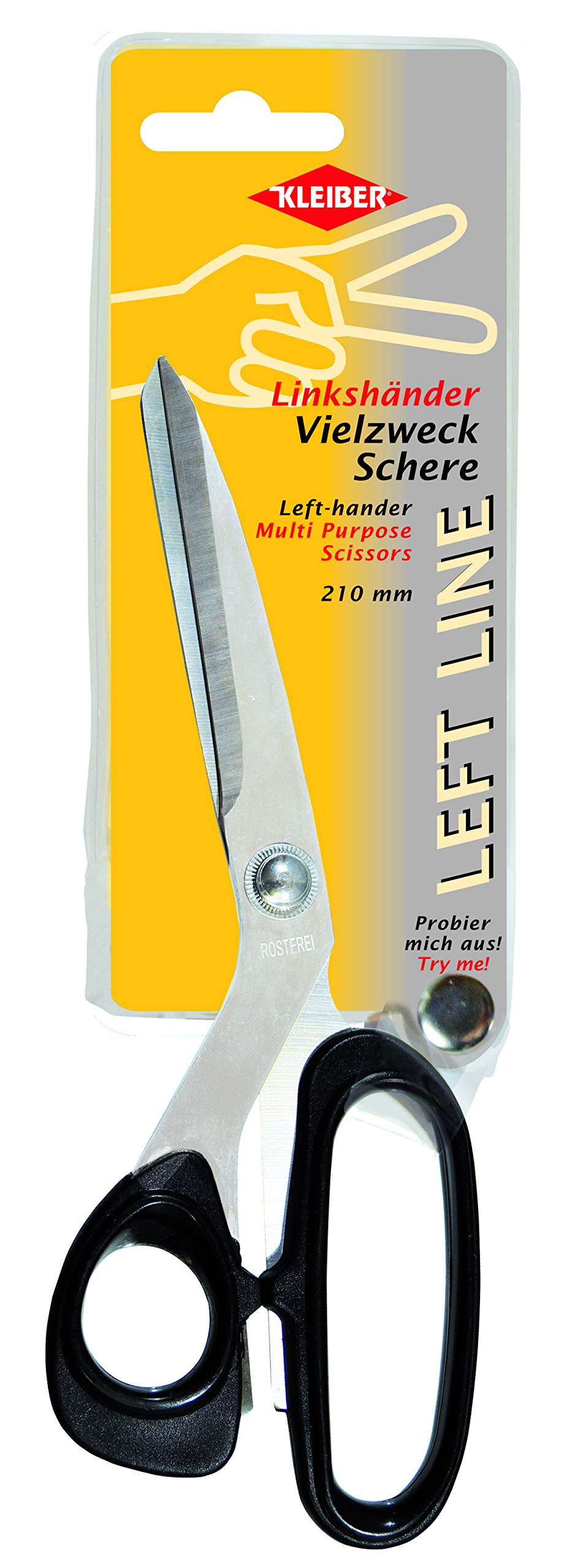 Kleiber Vielzweckschere Linkshänder (Left Line) – Edelstahl, schwarz, 210 mm