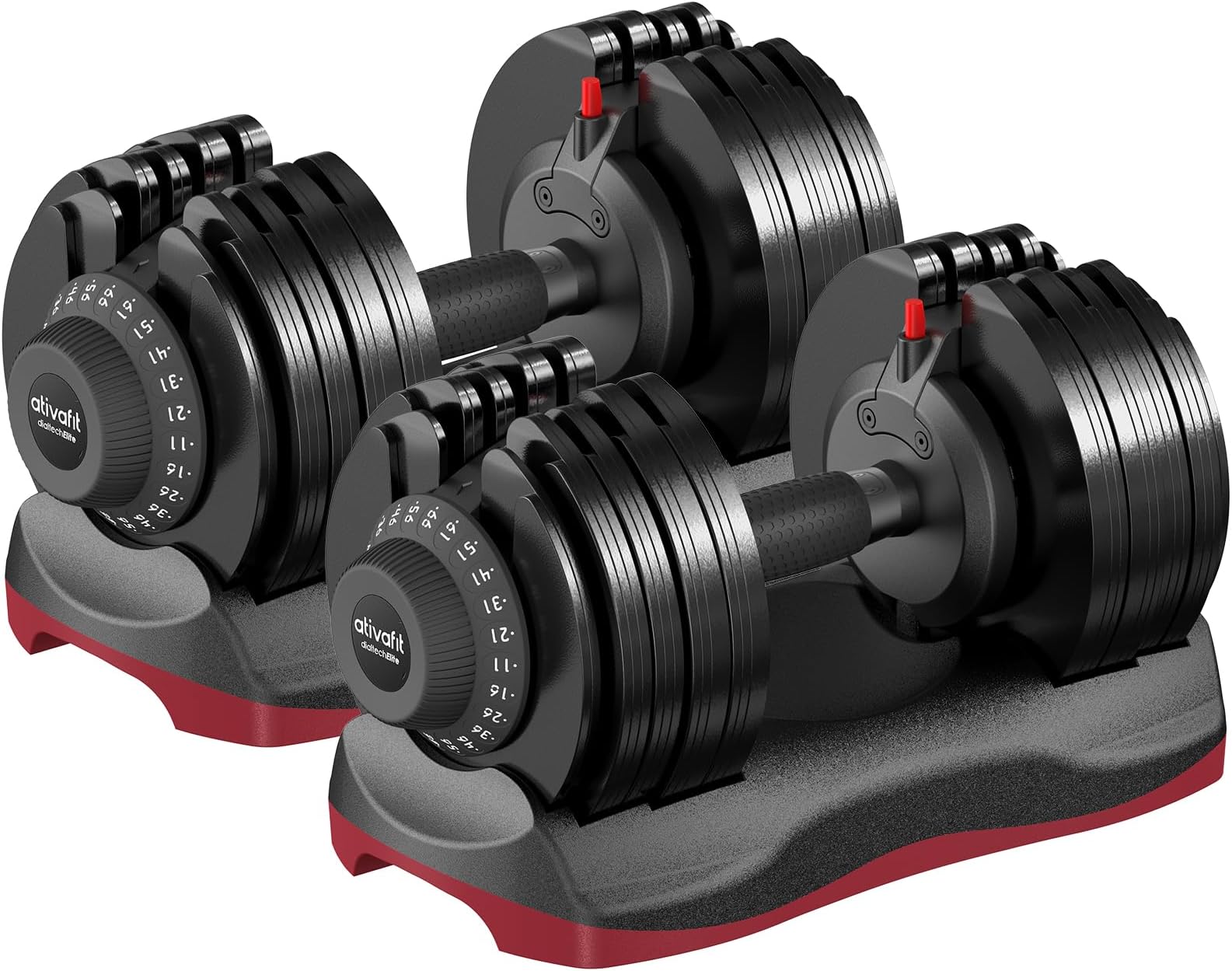 ATIVAFIT 12.5KG/20KG/25KG Adjustable Dumbbells Set with Anti-slip Handle 10 In 1 Quick Dial Adjustment Weights With Safety Locking Button Space Saving Strength Training for Home Gym Workout