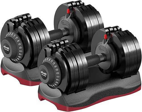 Ativafit Adjustable Dumbbell Set 27.5445566 Lbs Free Weights Dumbbell Multiweight Options Suitable for Men Women Full Body Workout Fitness Home Gym