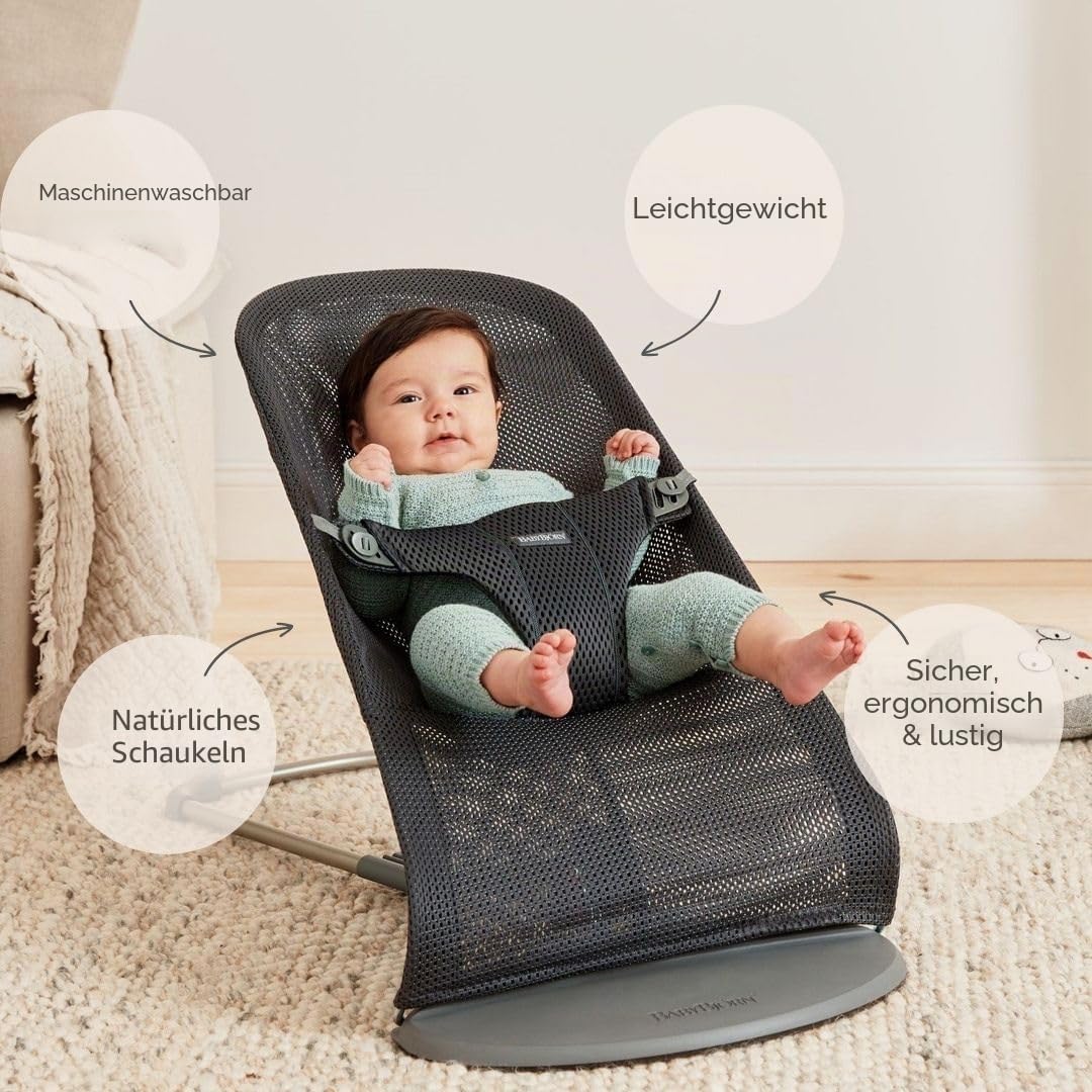 BabyBjörn Babywippe Bliss, Netzstoff, Anthrazitgrau
