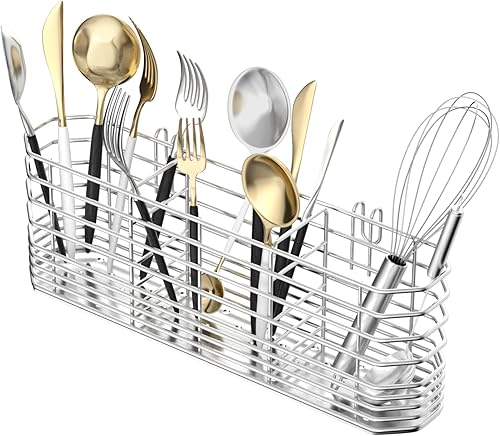 Sus304 - Soporte para utensilios para fregadero, de acero inoxidable, libre de óxido, con ganchos para secar platos, escurridor de platos en la