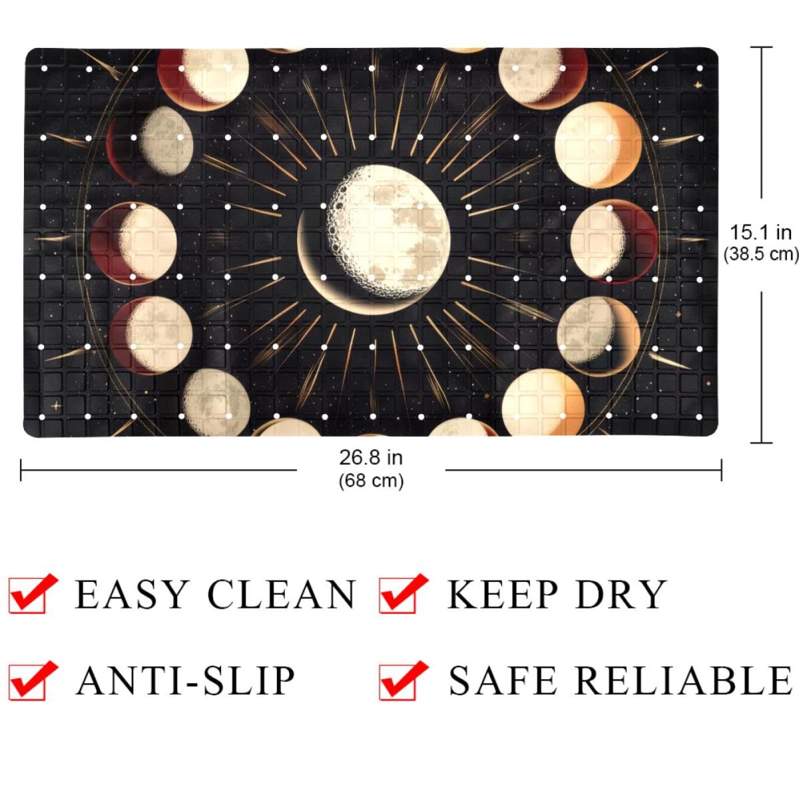 Mystical Moon in Space Tapis de bain rectangulaire antidérapant avec ventouses Lavable en machine 40 x 70 cm