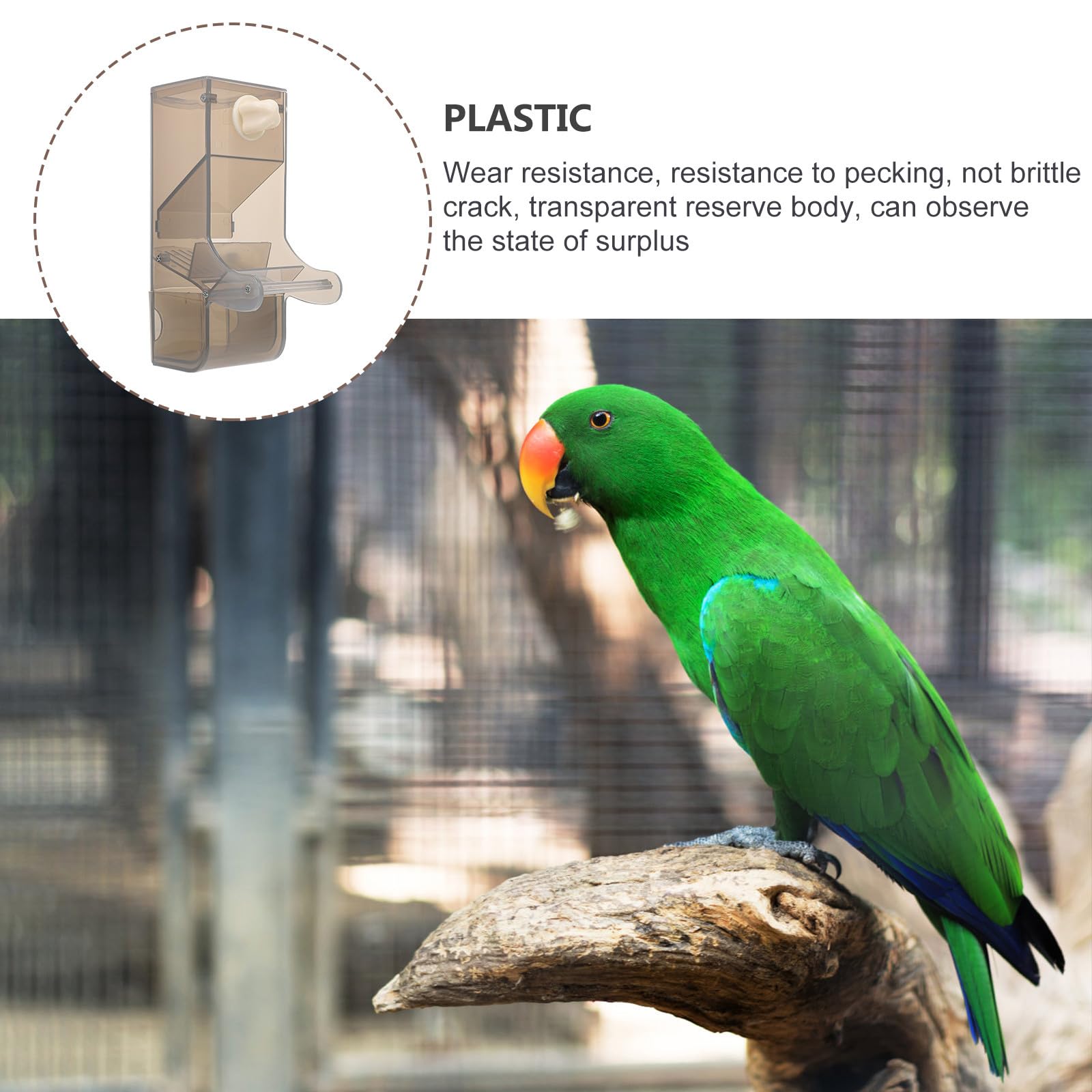 BESTYASH Mangiatoia per Pappagalli in Plastico e Acciaio Inossidabile Grande Capacità Resistente a Morsicature e Anti-sgocciolamento, per Voliere e Gabbie per Uccelli