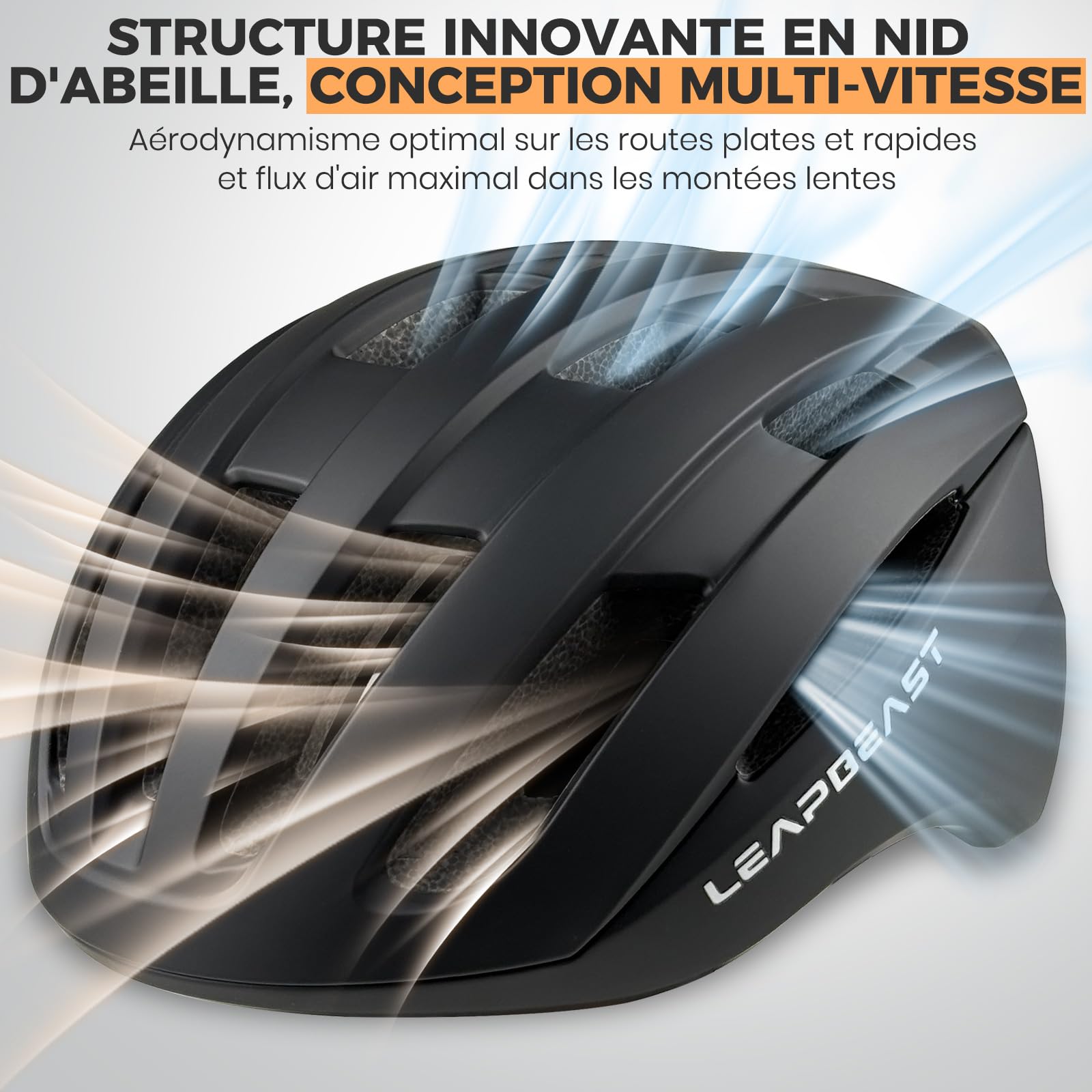 LeapBeast Casque Velo, Casques de Vélo Route Mixte, Bien Ventilé et Réglable, Casque de Vélo Adulte avec Rembourrage Amovible - Convient pour Cyclisme Skateboard