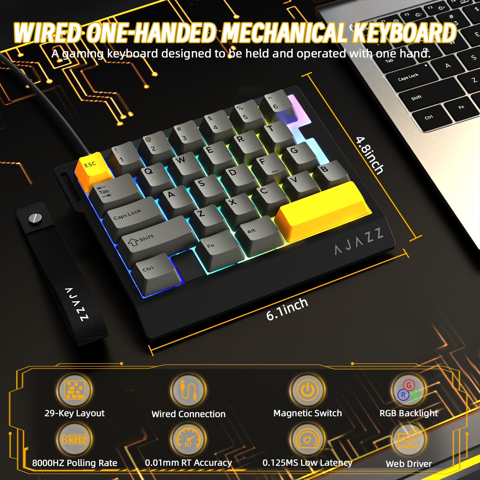 Amazon.com: A.JAZZ AK029 Wired 29 Keys One-Handed RGB Gaming
