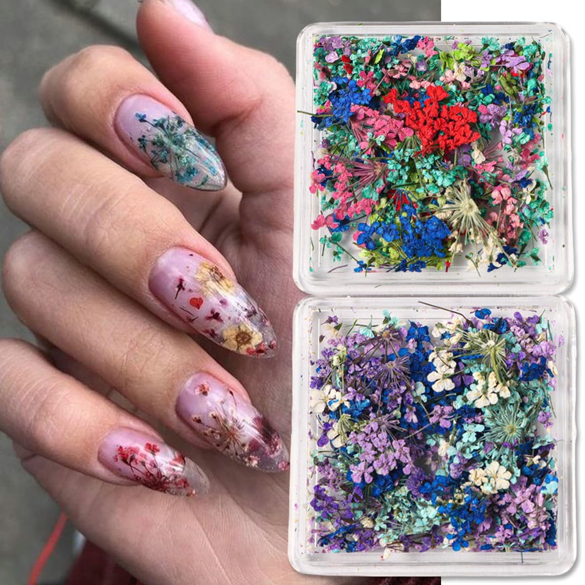 4 Boxen 3D-Nagelkunst-Trockenblumen – Bunte Blütenblätter Für DIY-Nageldesign & Schmuck