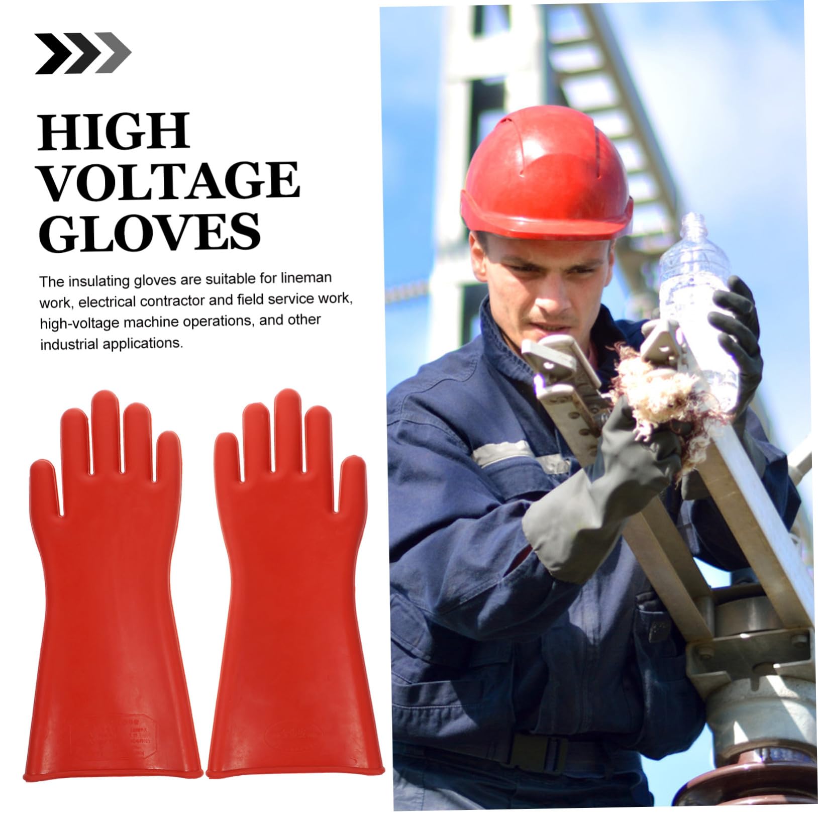 Guantes Aislantes de Goma para Electricistas Protección Alta Tensión Flexibles y Duraderos Guantes de Trabajo Cómodos Unisex para Uso Interior y Exterior