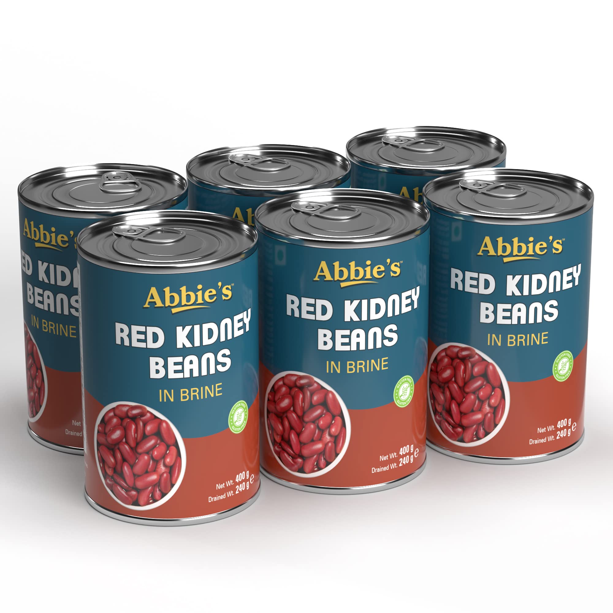 Abbie's Red Kidney Beans, 2400 g Pack of 6 (400 g Each) | Precooked Red Kidney Beans , Best for Indian Curry (Rajma) , Salad etc. | Ready to Cook & Ready to Eat | (Set of 6)
