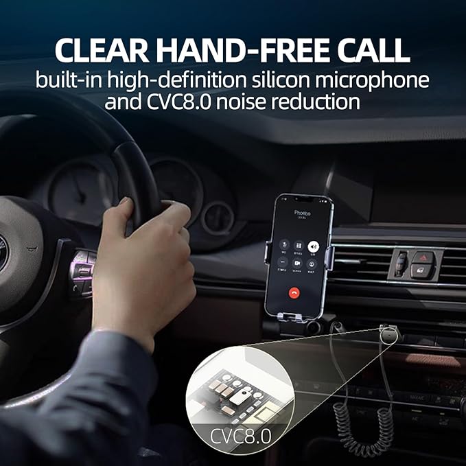 Adaptador Bluetooth 5.3 para Coche Manos Libres Receptor de Audio miniatura 6