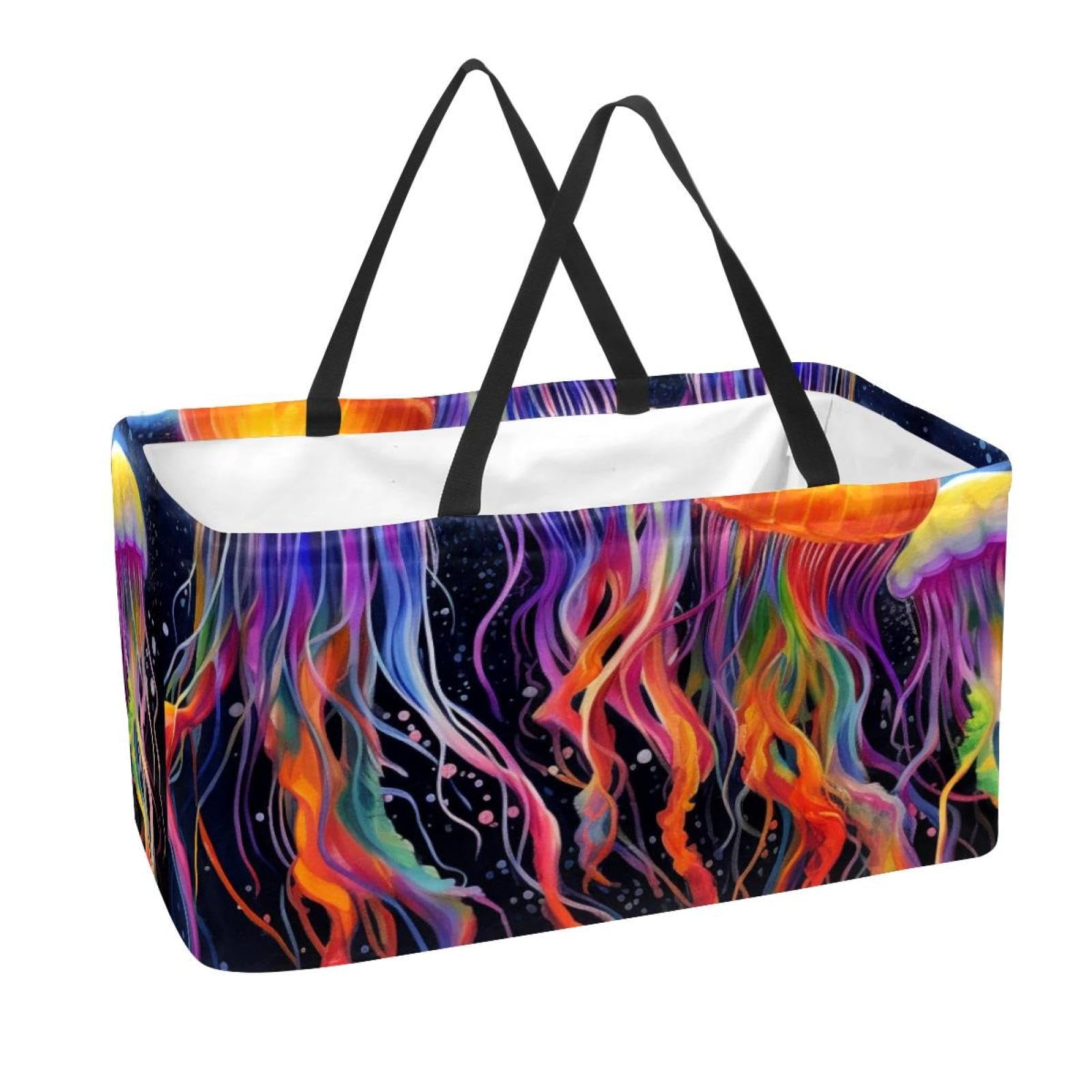 Sacs d'épicerie réutilisables grand panier lavable pliable méduse