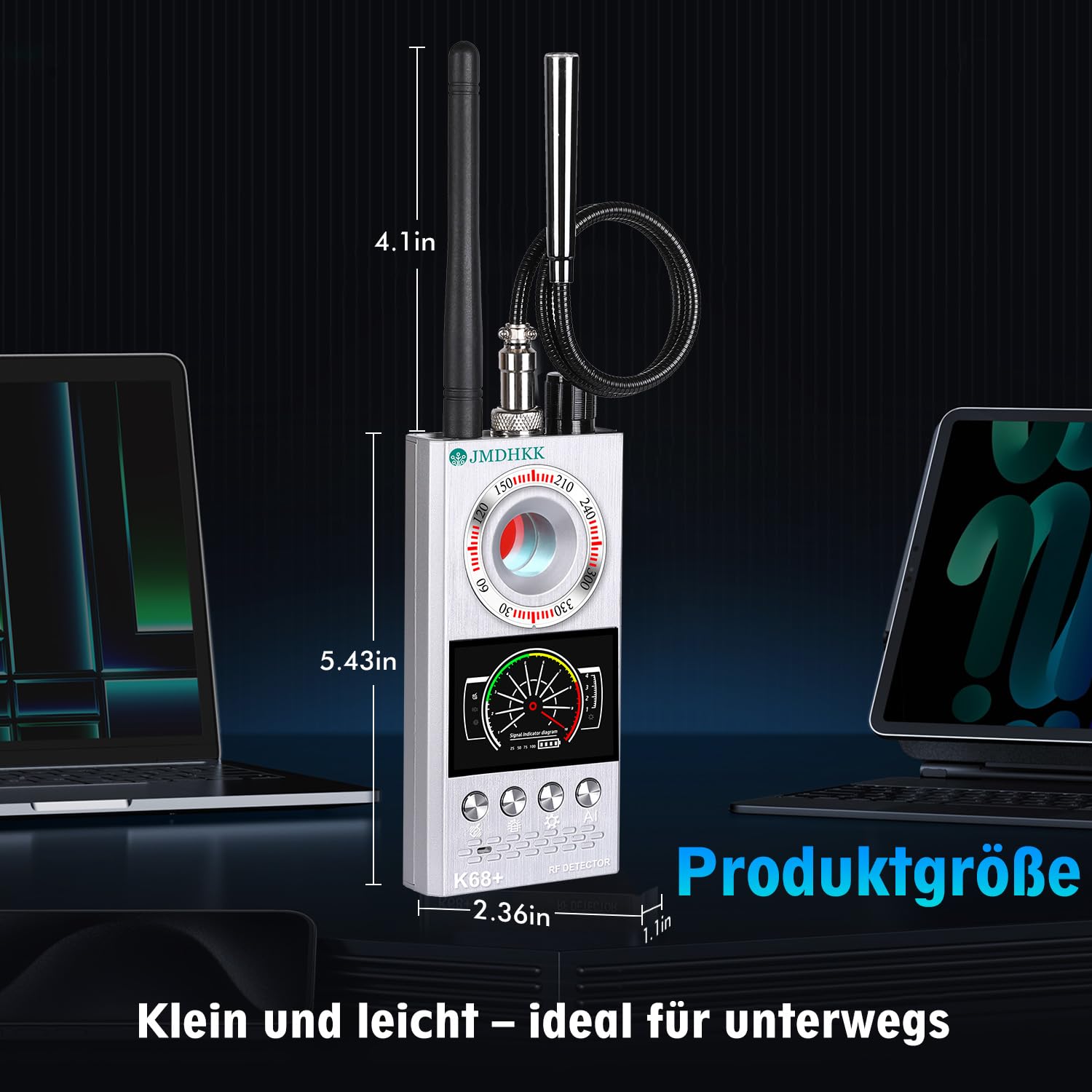JMDHKK Versteckter Kamera- und Wanzendetektor – Magnetischer Tracker- und Funksignalfinder für Zuhause, Büro, Hotel, Auto – Erweiterter Privatsphärenschutz für Reisen & Sicherheit (Weiß)