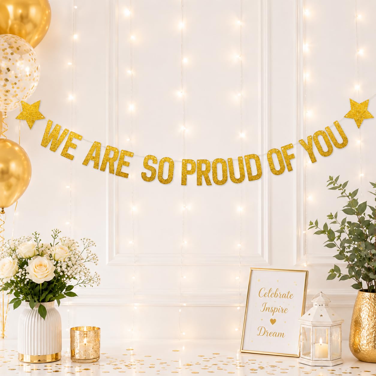 SVM CRAFT® We are So Proud of You Banner, Graduation Party Decorations Paper Sign We are So Proud of You Banner Gold Glitter- Gold Congratulations Banner, Proud of You Banner, Gold Congratulations Decorations, 2023 Graduation Decorations, 2023 Graduation Banner, congratulation Banner-image-21