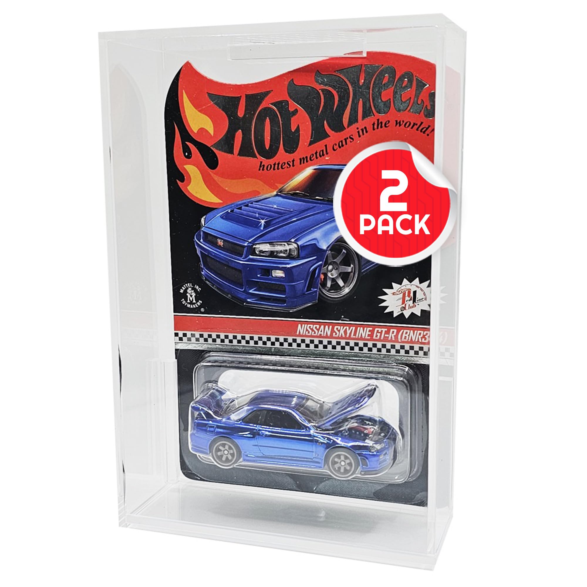 EVORETRO Hot Wheels Mainline Cars Acrylic Display Case, Pack of 2 – Clear Protective Cover for Collectibles, Scratch-Resistant and Stackable Design – for Showcasing Your Diecast Models