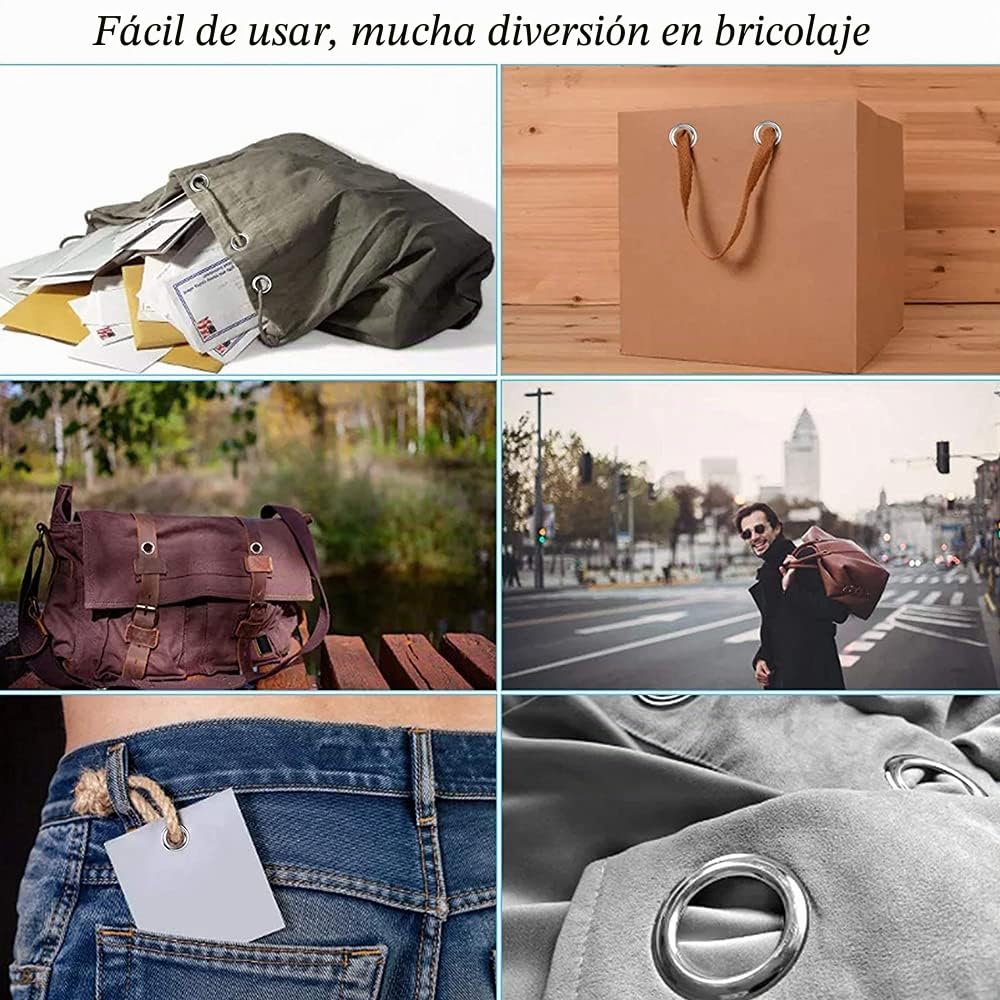 Kit de Ojales, 50 Sets 20mm Kit Herramienta Ojetes, Plata Ojales de Metal para Zapatos, Ropa, Bolso, Lona, Manualidades (No Incluye Herramientas de Instalación) Estilo D