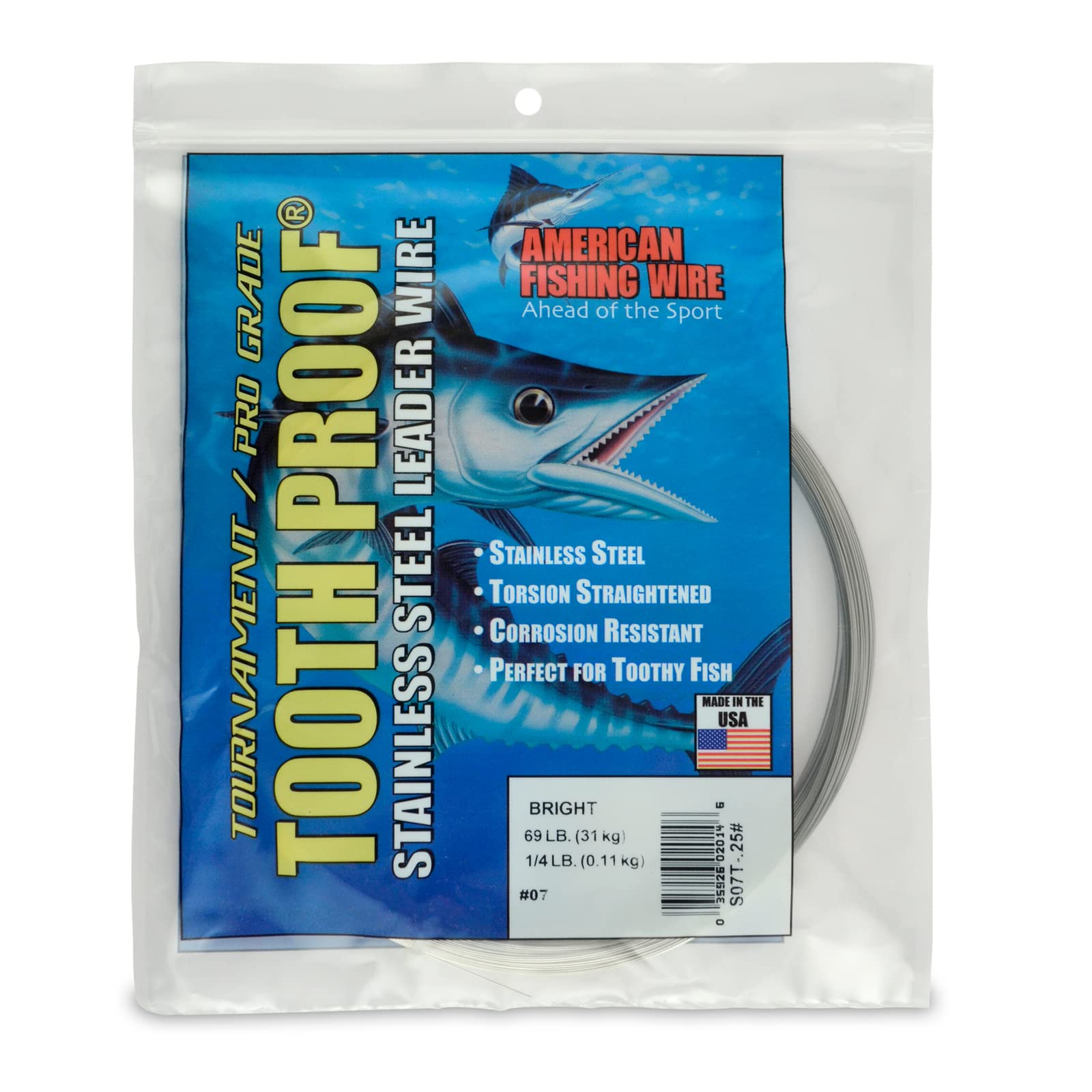 AFW Tooth Proof Fishing Wire Single Strand Leader, Bright and Camo