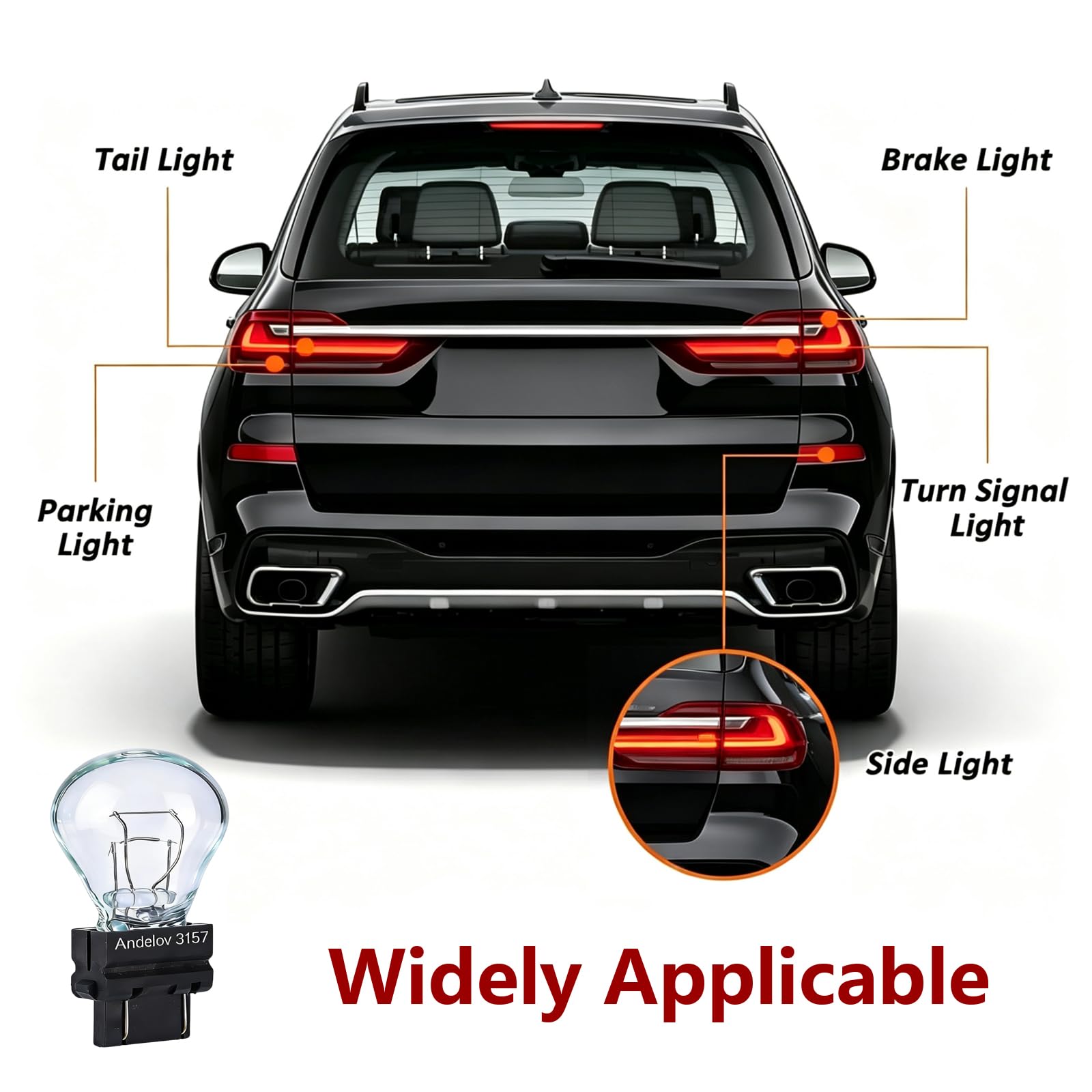 2pack 3157 3457 tail light bulb,12V P27/7W 3000K Turn Signal Bulbs for Cars,Trucks,SUVs Halogen Rear Automotive Brake Light Bulbs/Long Life Miniature Bulb - 5