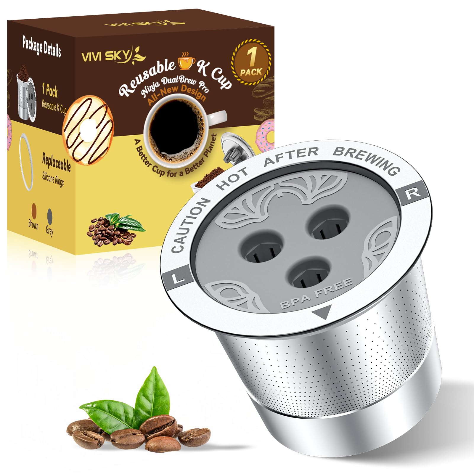 Amazon.com: Ninja Reusable Coffee Pod: VIVI SKY Upgraded Stainless