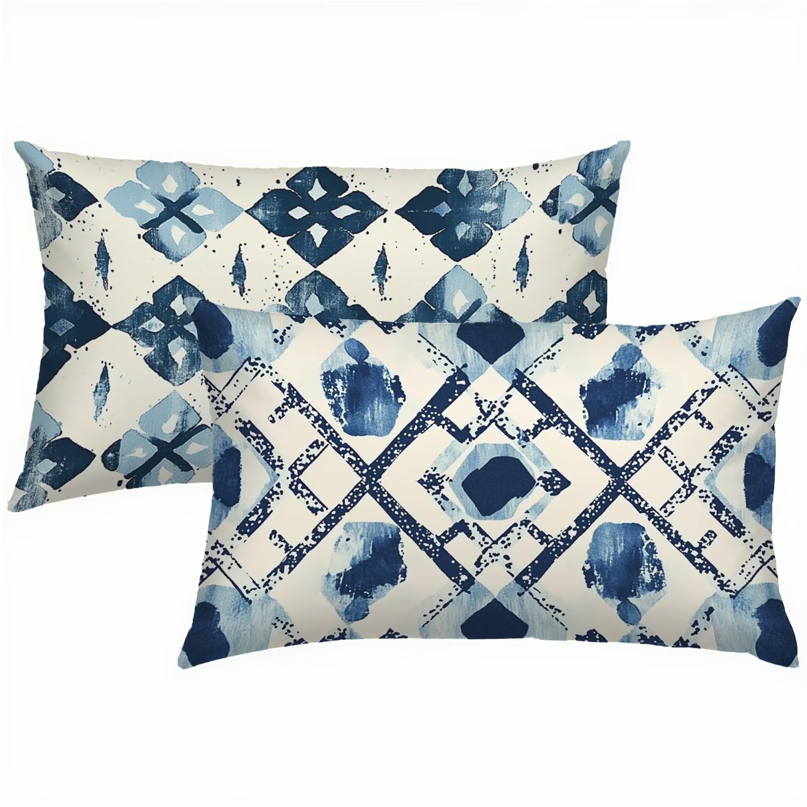 Taie oreiller 50x90 cm bleu en lin pour grand confort de canapé extérieur