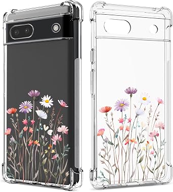 Floral Clear Case for Pixel 6a for Women/Girls,Pretty Phone Cover for Google Pixel 6a,Flower Design Slim Soft Transparent Drop Proof TPU Protective Silicone Bumper Shell,FL-37