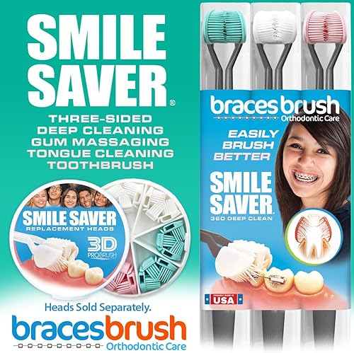 Miniatura 5 de Smile Saver - Cepillo de dientes de 360° de 3 lados 3D | Cepillo de dientes de tres lados para cuidado de ortodoncia | Soportes de alambre para