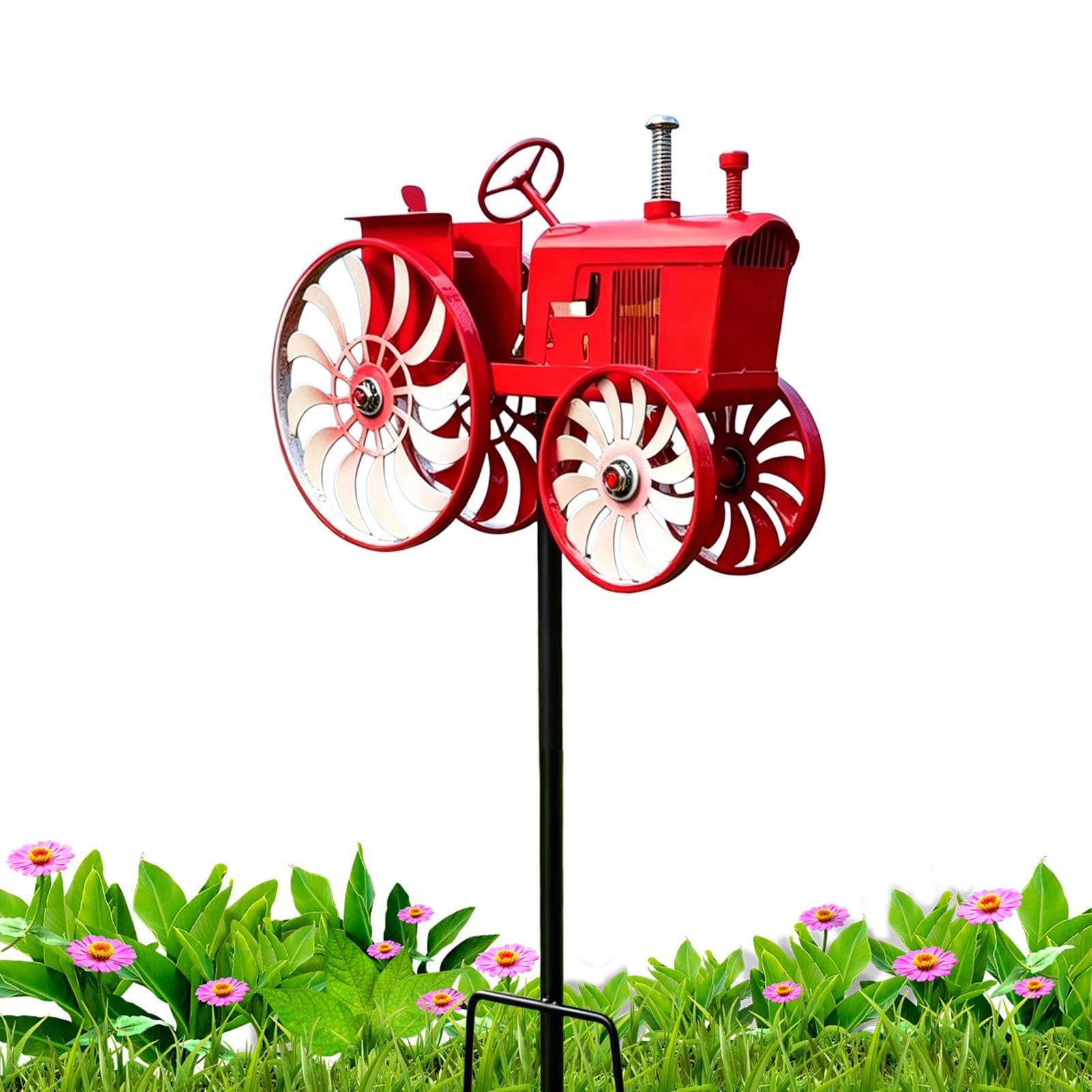 Molinete de viento de jardín con ruedas giratorias y estaca estable