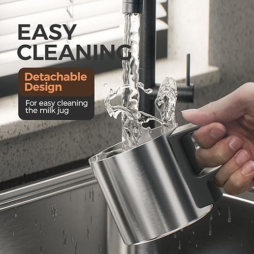 Miniatura 6 de Espumador de leche y vaporizador, vaporizador de leche eléctrico automático 4 en 1, potente espuma, 10.1 onzas10.1 fl oz, máquina de espuma