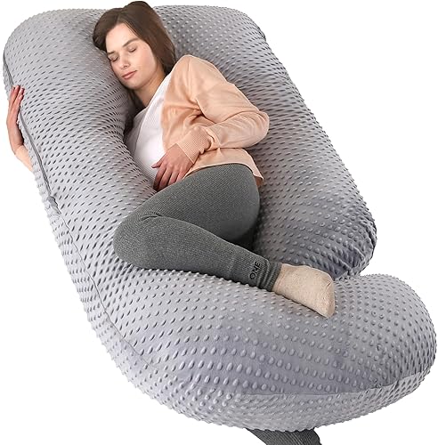 Miniatura 10 de Elover Almohada de embarazo imprescindible para el embarazo, almohada de apoyo de maternidad de cuerpo completo para mujeres embarazadas con funda