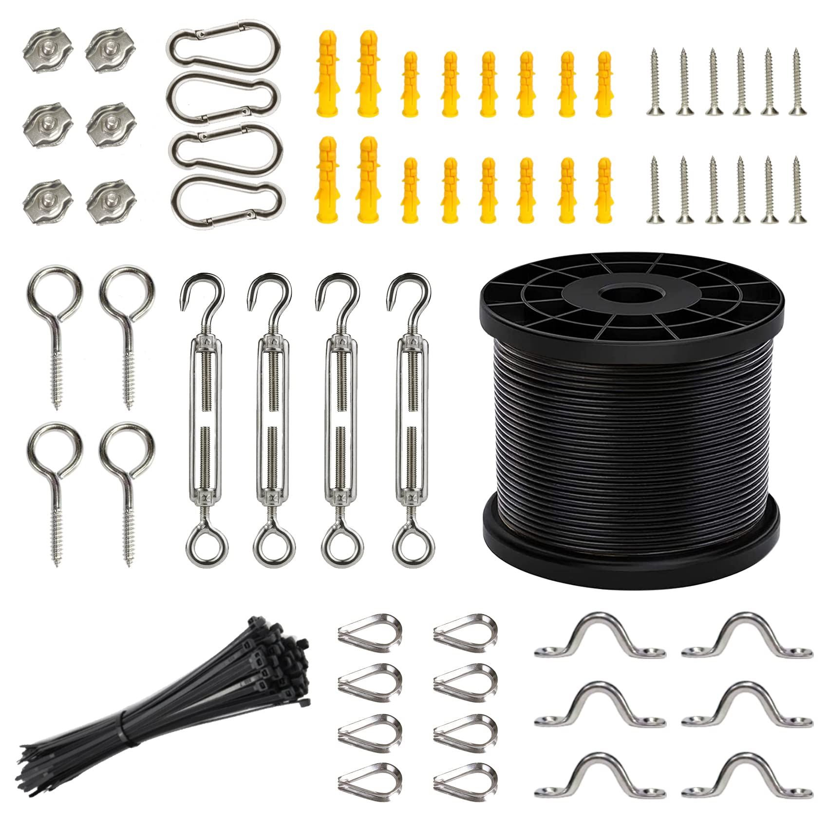 Highloong String Light Hanging Kit, 164ft Nylon Coated 316 Stainless