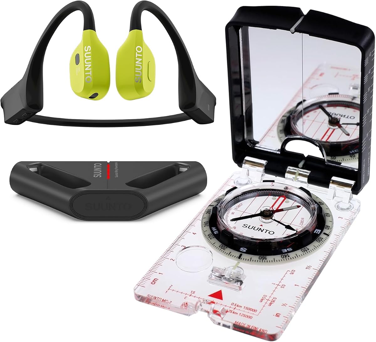 MC-2 USGS UTM NH Compass, SUUNTO Wing Bone Conduction Headphone Lime