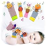 BABY K Baby Rattle Socks for Girls & Boys (Set B) - Baby Toys 6-12 Months - Baby Wrist Rattles and Foot Rattles - Baby Toys for Newborns As Gift - Easy to Wear Baby Rattle Toys