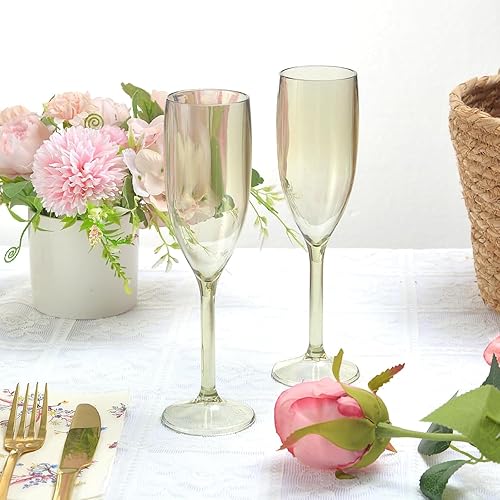 Miniatura 8 de XUWAIDSGN Copas de vino de plástico reutilizables de champán a granel, copas de champán vintage a granel, copas de bar de mimosa, copas de 5.4 onzas