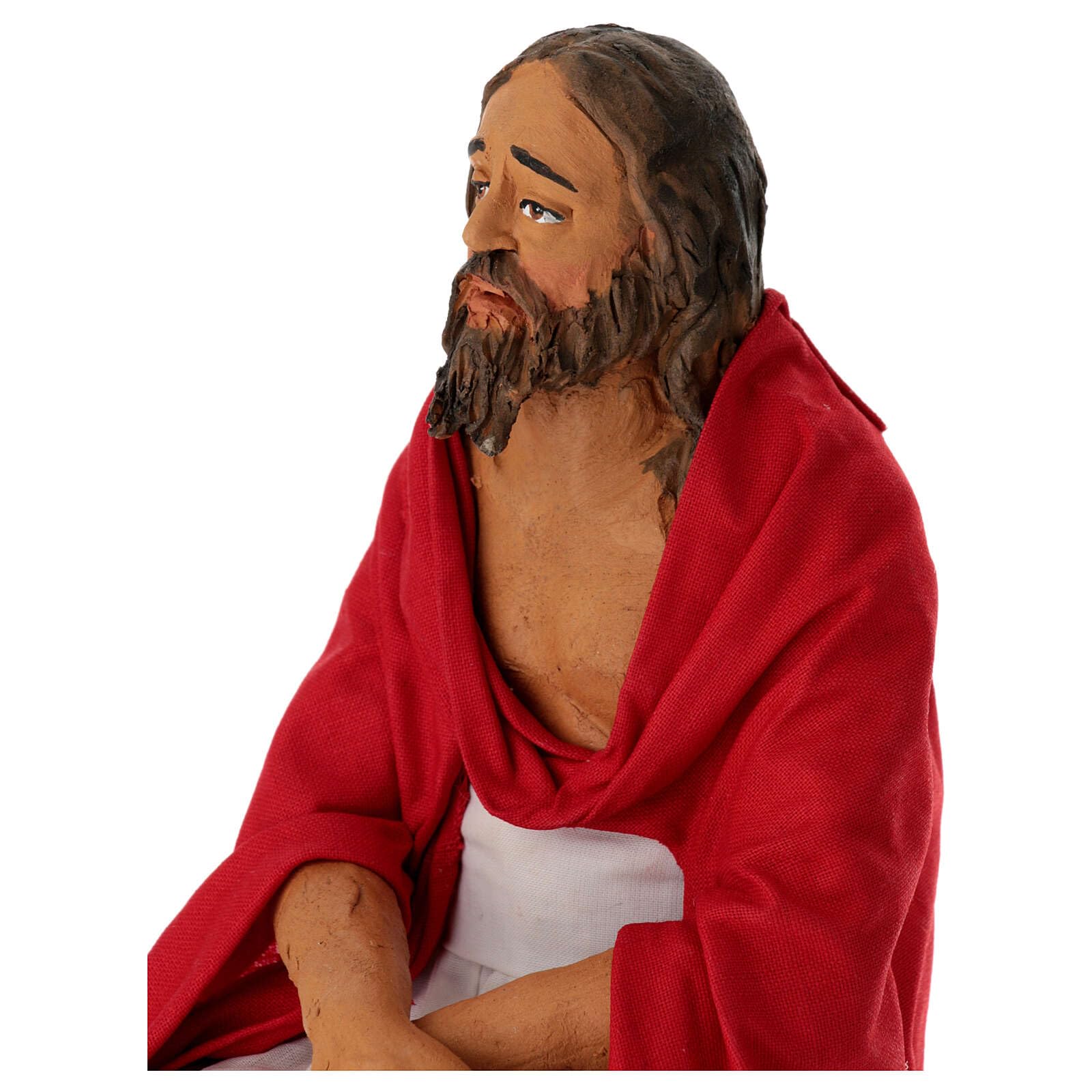Jesus Sitting and Suffering for Terracotta Neapolitan Easter Creche of 30 cm