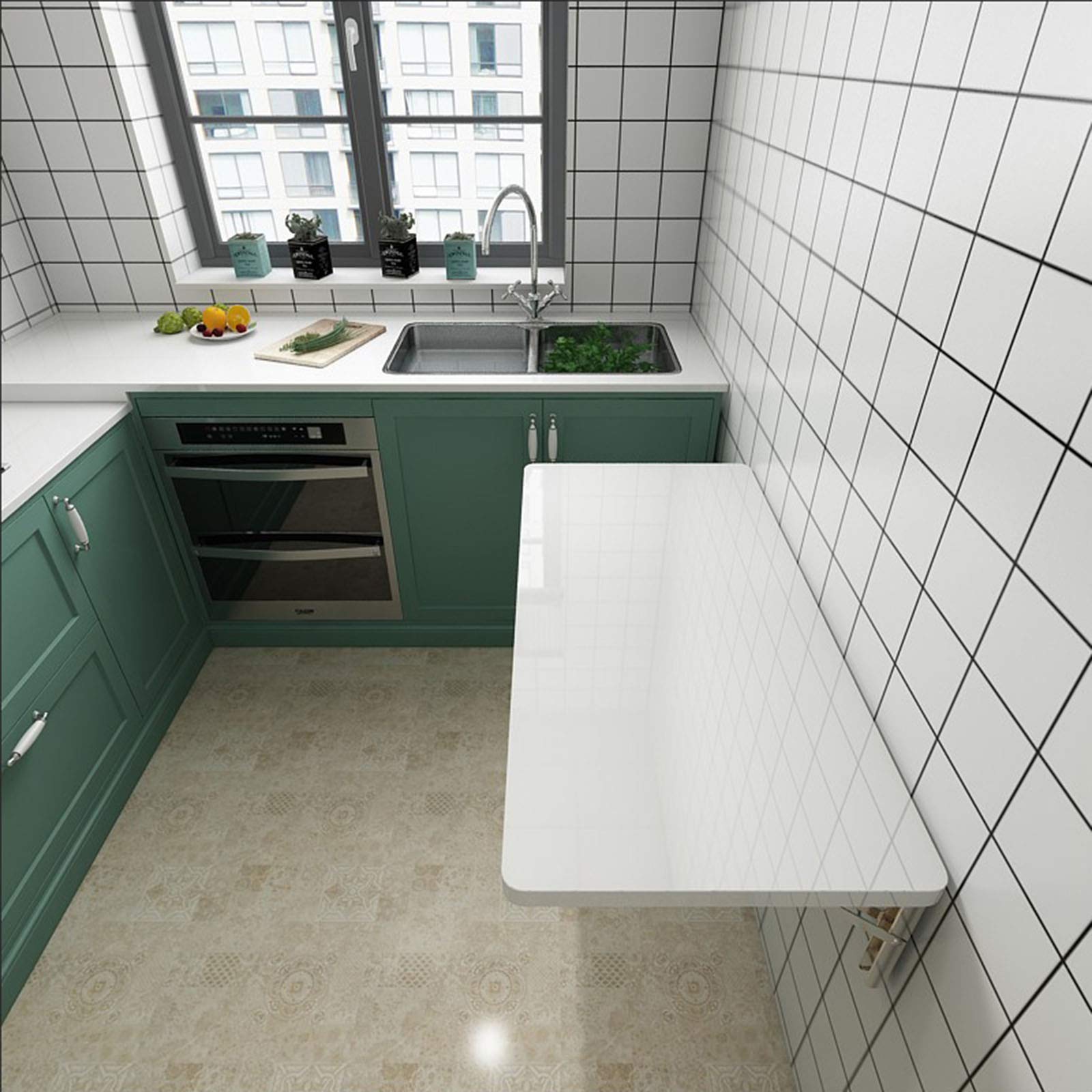 Bureau de table mural pour petits espaces et cuisine pliante