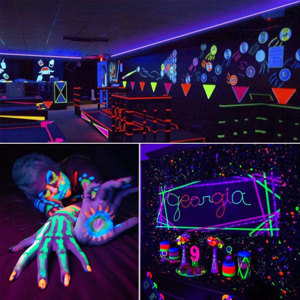 6.6ft 120 LED Black Light Strips, Battery Operated UV LED Strip for Glow Party, Halloween, Glass, Poster, Painting, Battery Not Included