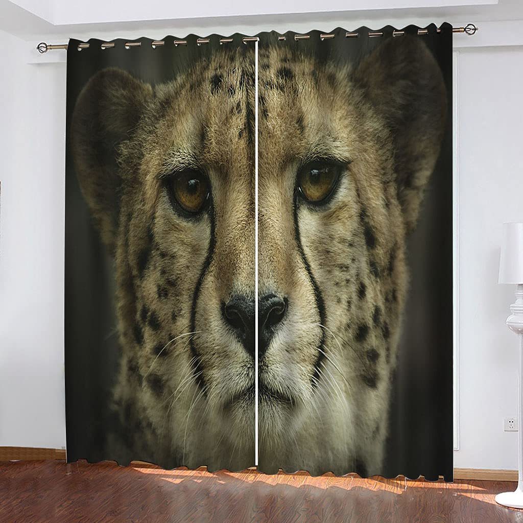 Rideaux occultants guépard 264x214 cm lot de 2 pour décoration de salon moderne
