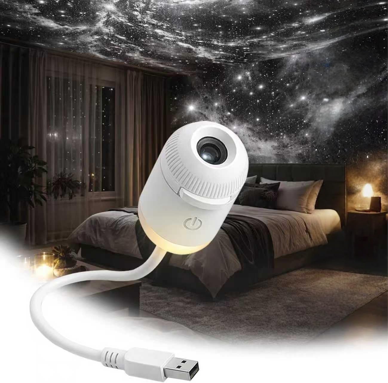JORCEDI 2-in-1 Starry Sky Projector with Dimmable Night Light – 360° Adjustable, USB LED Star Projector for Bedrooms, Cars, and Parties (6 Filme)