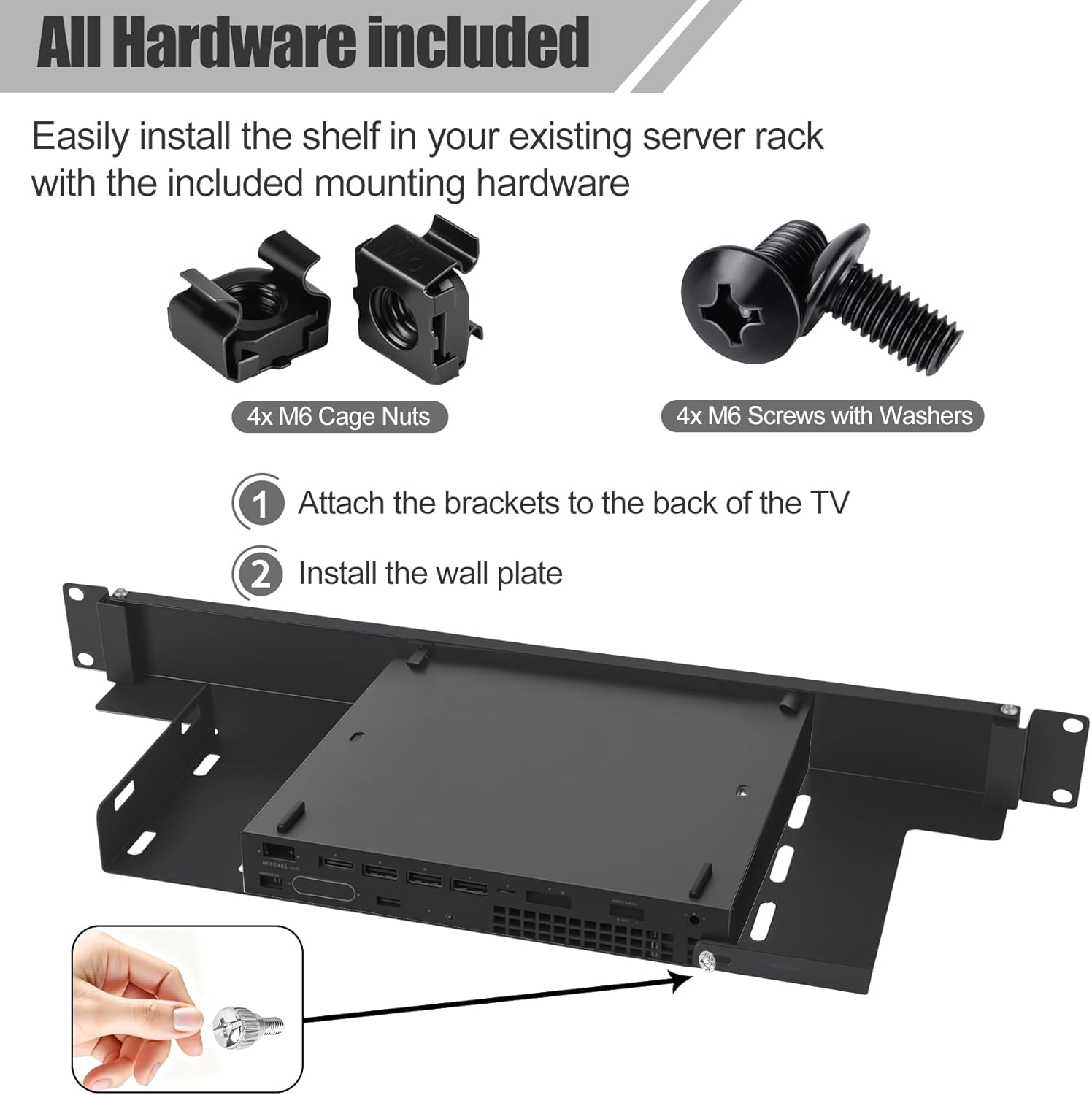 Mini Pc Rack Mount Compatible with Lenovo ThinkCentre 1U Hinged ServerRack Shelf with Hand-Twist Screws High-Strength Steel Lenovo Mini PC-Rack Mount for 19-inch Cabinet