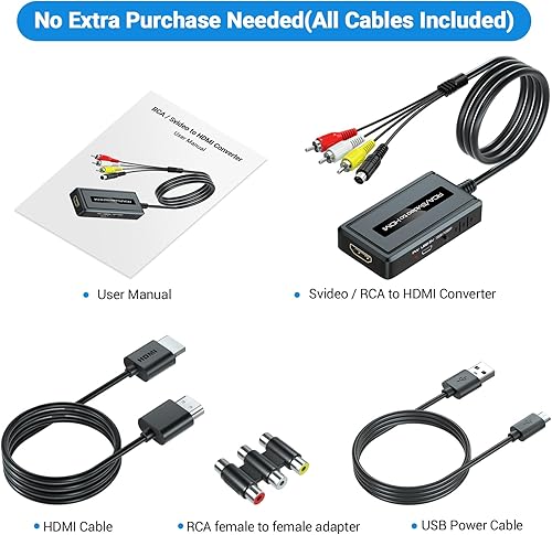 Miniatura 7 de Convertidor RCA Svideo a HDMI, soporte 4 316 interruptor de relación de aspecto 9, interruptor de salida HDMI 720P1080P, convertidor S-video AV RCA