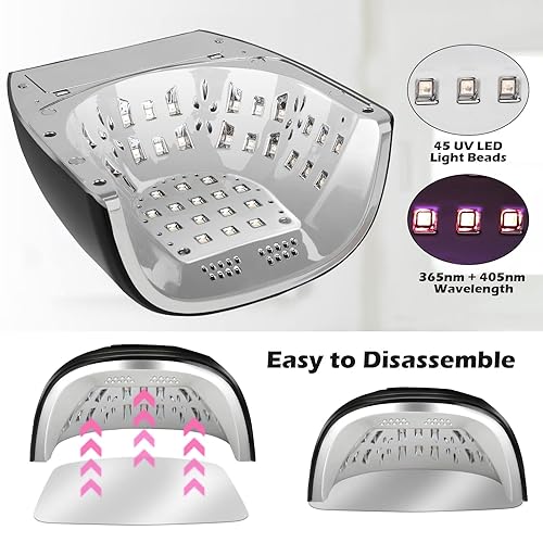 Miniatura 4 de Lámpara de uñas profesional inalámbrica inalámbrica recargable UV LED de 90 W, lámpara de uñas de gel para secado de uñas con 45 cuentas, 4 ajustes