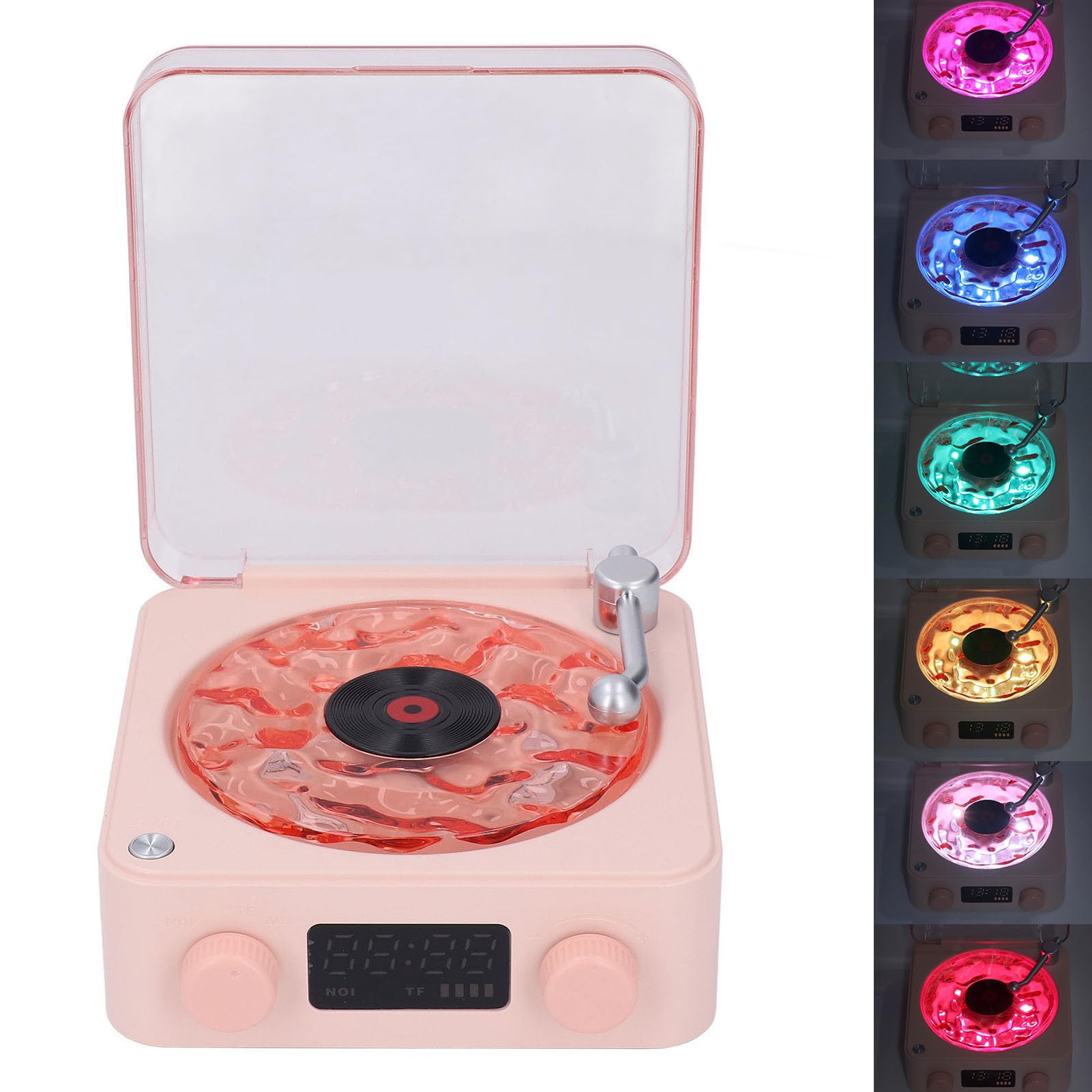 Jectse Altoparlante Bluetooth retrò, Altoparlante Bluetooth a Onde 3 in 1 + Macchina Sonora con Rumore Bianco + Luce Notturna, Mini Altoparlante da Tavolo Stile Giradischi Vintage per