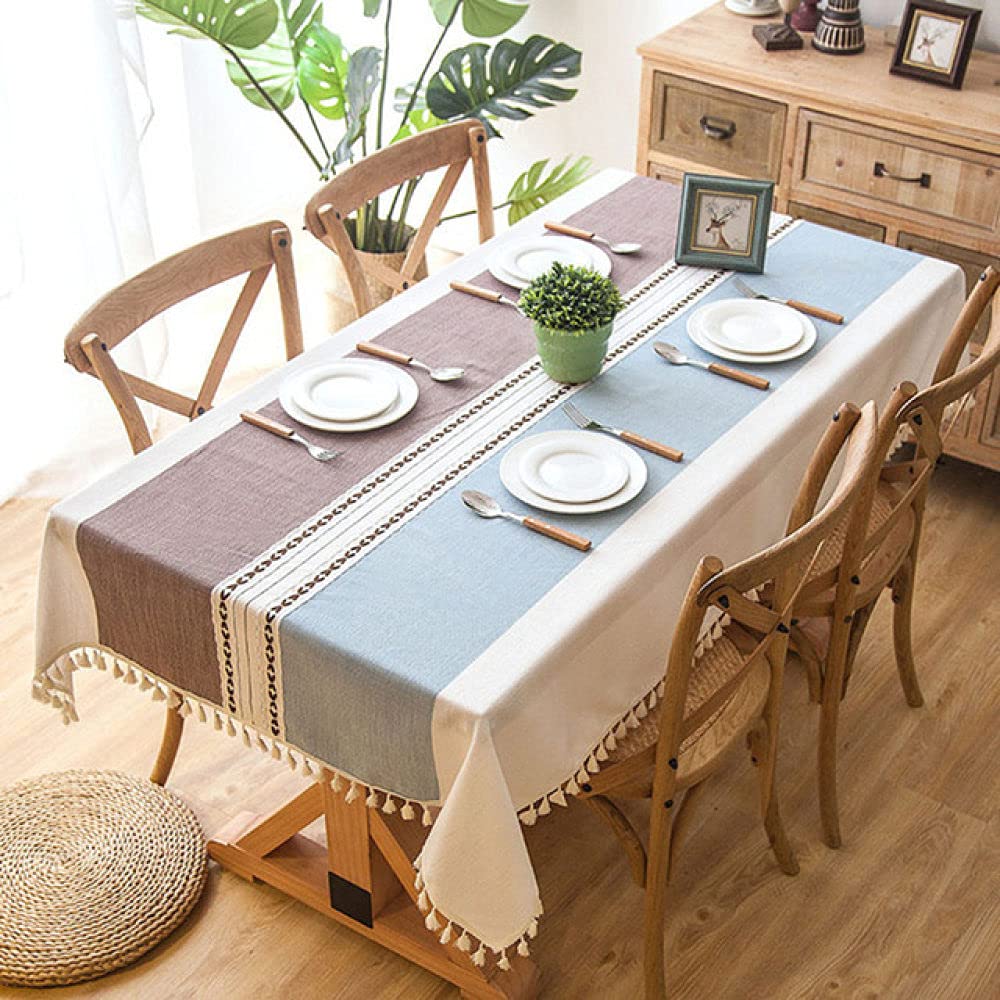 Nappe en Lin Épaisse Rectangulaire à Gland Tissu de Table 60x60